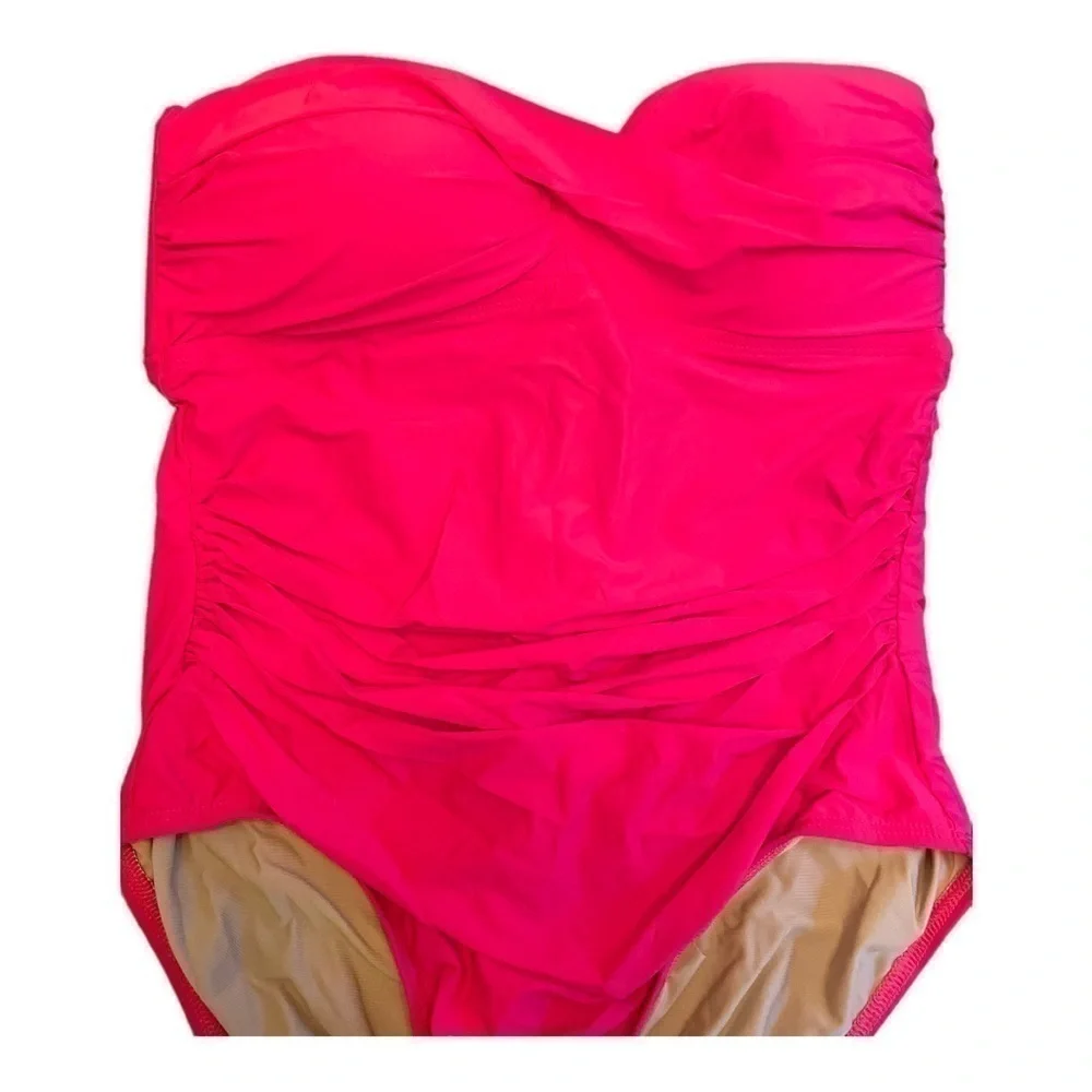 Athena Women's Solid Twist Bandeau One-Piece In Rose